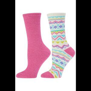 Comfort Code Women's 2pack Holiday Microterry Double Layer Socks Pink
